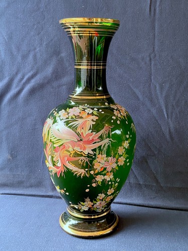 Vaso vetro verde - vetro, decori