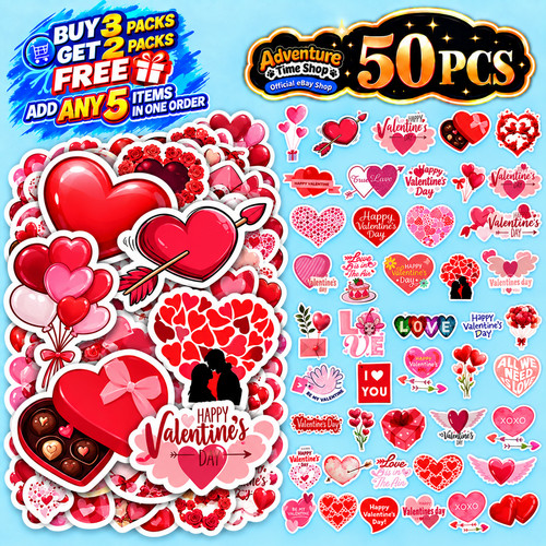 50pz adesivi san valentino - adesivi,