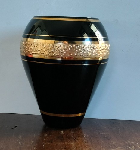 Vasetto vetro nero con - in,
