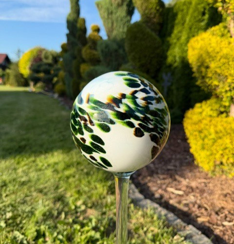 Sfera vetro verde bianco 15 - vetro,